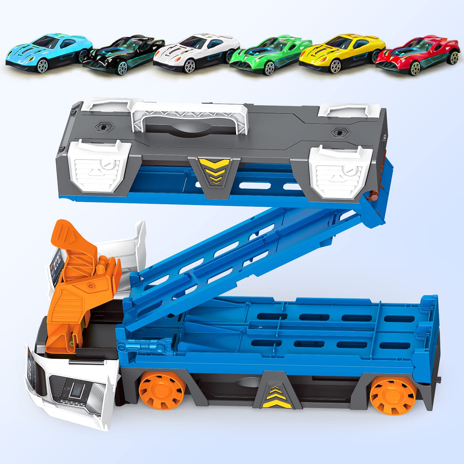 Amazon.co.jp: 車 トランスポーター トラック おもちゃセット メガ